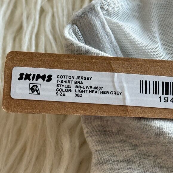 Skims Cotton Jersey T-shirt Bra Light Heather Grey Size 30D - Picture 7 of 7